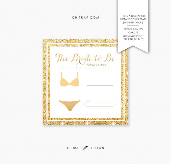 Bridal Shower Invitation Inserts Bridal Lingerie Size Insert Card Printed