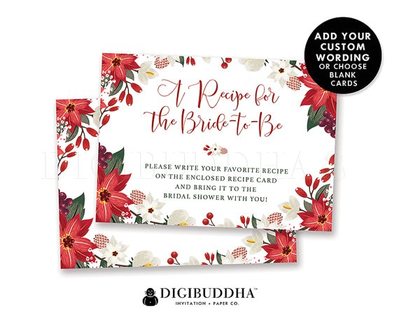 Bridal Shower Invitation Inserts Bridal Shower Insert Card Christmas Custom Invitation