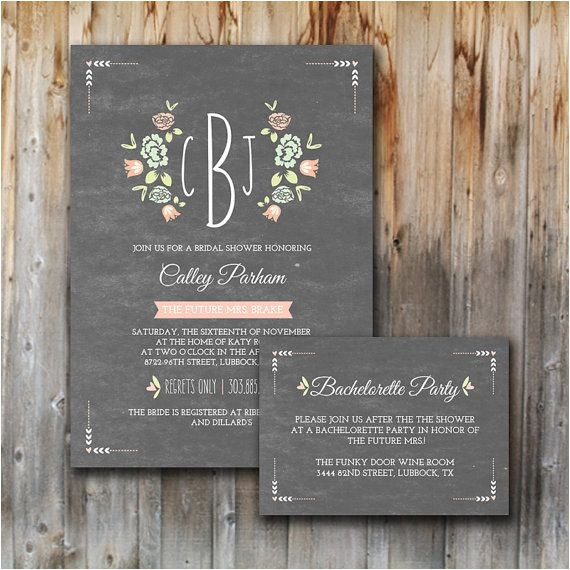 Bridal Shower Invitation Inserts Monogram Bridal Shower Invitations Printable Insert