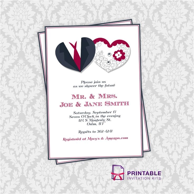 Bridal Shower Invitation Kits Hearts Couple Shower Invitation