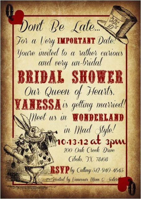 Bridal Shower Invitations Alice In Wonderland theme 22 Fairy Alice In Wonderland themed Bridal Shower Ideas