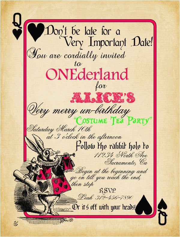 Bridal Shower Invitations Alice In Wonderland theme Playing Card Alice In Wonderland Invitation Bridal Shower