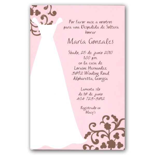 Bridal Shower Invitations In Spanish Spanish Pink Bridal Shower Invitations Paperstyle