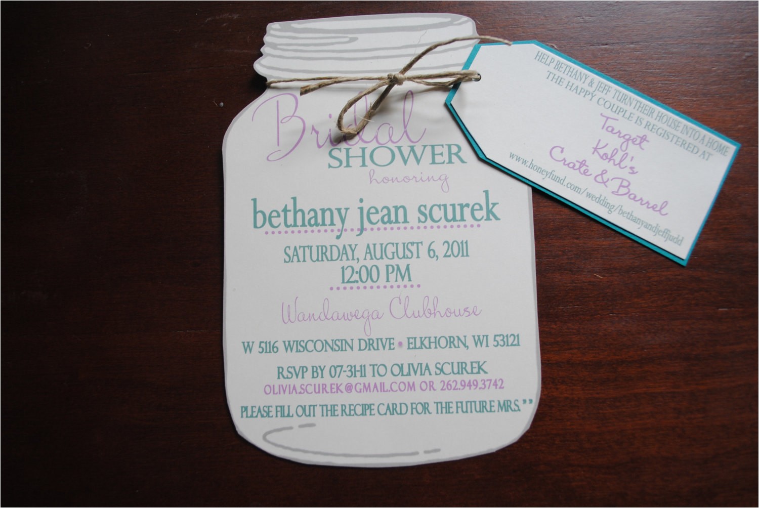 Bridal Shower Invitations Mason Jar theme Mason Jar Bridal Shower Invitations with Registry by