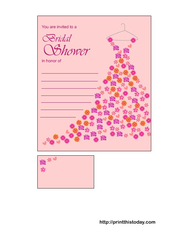 Bridal Shower Invitations Online Free Printable Free Printable Bridal Shower Invitations Floral Gown