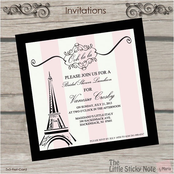 Bridal Shower Invitations Paris theme Items Similar to Paris themed Bridal Shower Invitations On