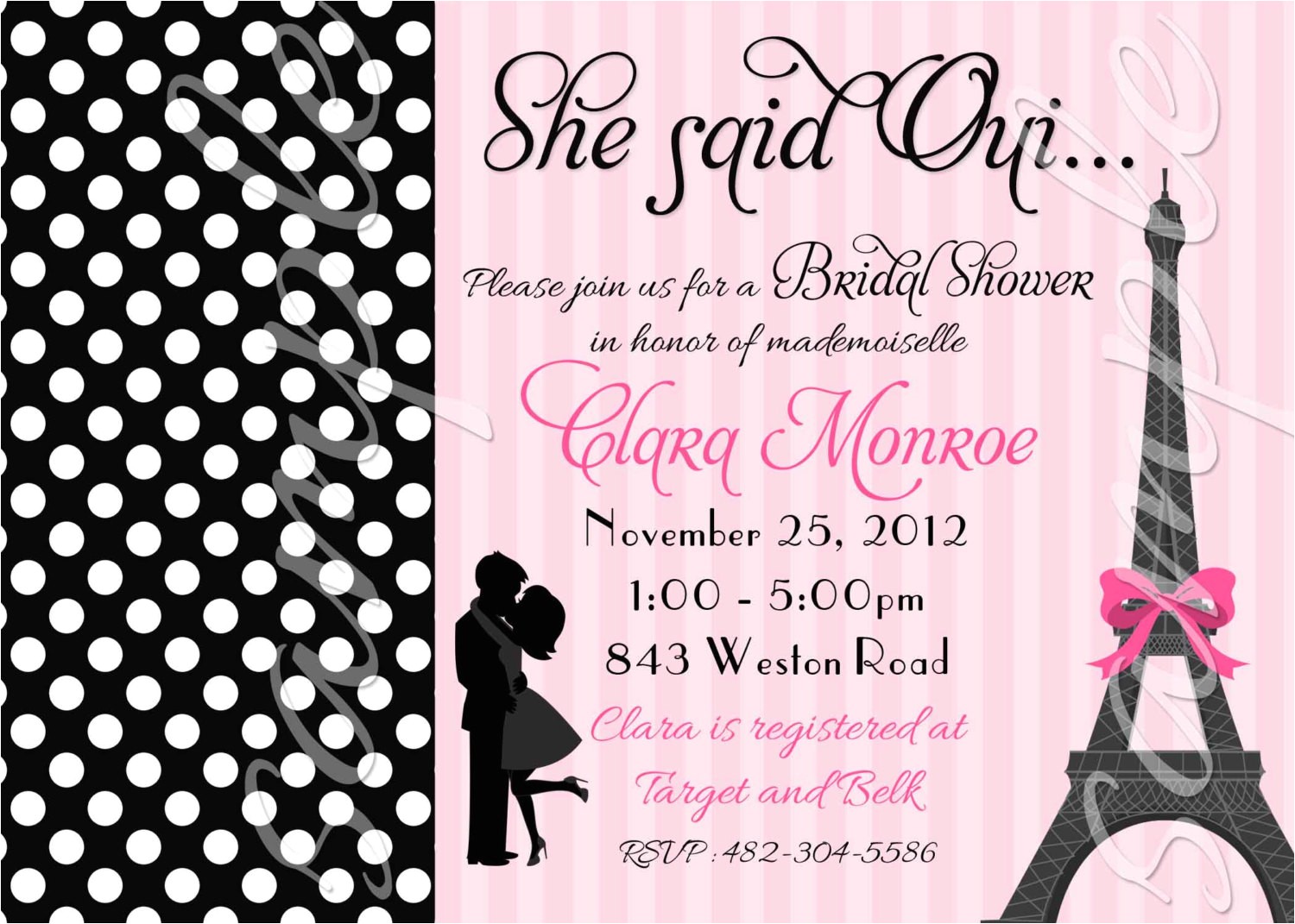 Bridal Shower Invitations Paris theme Paris Couple Bridal Shower or Engagement Invitation 3 to