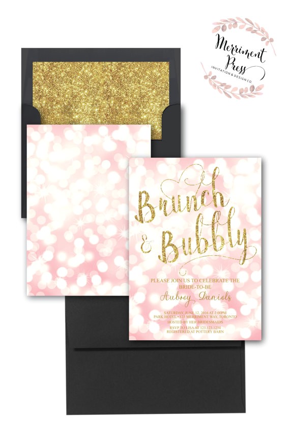 Bridal Shower Invitations toronto Brunch and Bubbly Invitation Bokeh Pink Blush