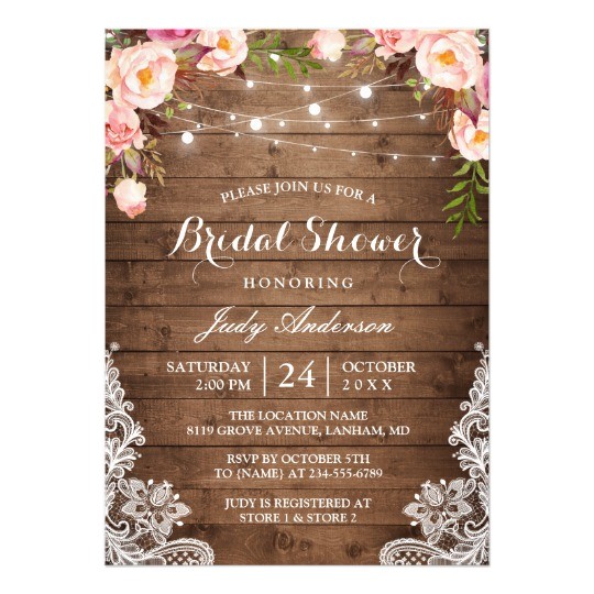Bridal Shower Invitations Under $1 Rustic String Lights Lace Floral Bridal Shower Card