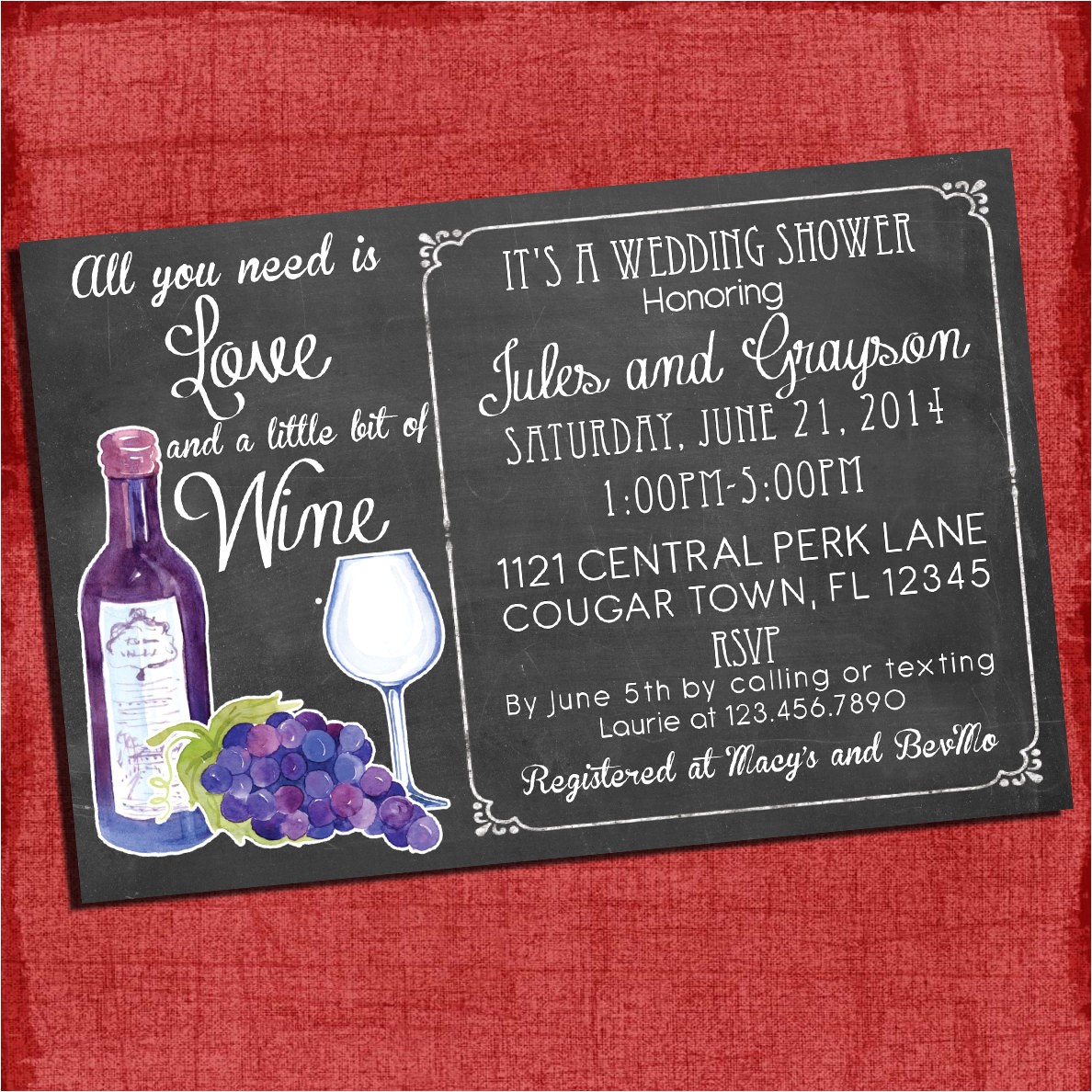 Bridal Shower Invitations Wine theme Printable Wine theme Couples Coed Wedding Shower Invitation I