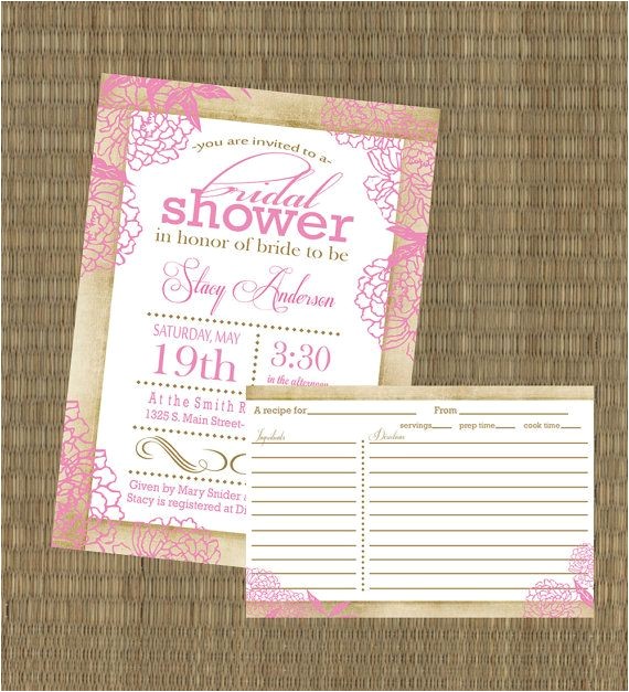 Bridal Shower Invitations with Matching Recipe Cards Bridal Shower Invitations Bridal Shower Invitations and