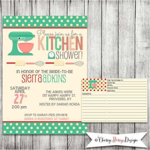 Bridal Shower Invitations with Matching Recipe Cards Kitchen Bridal Shower Invitation Printable File 5 X 7