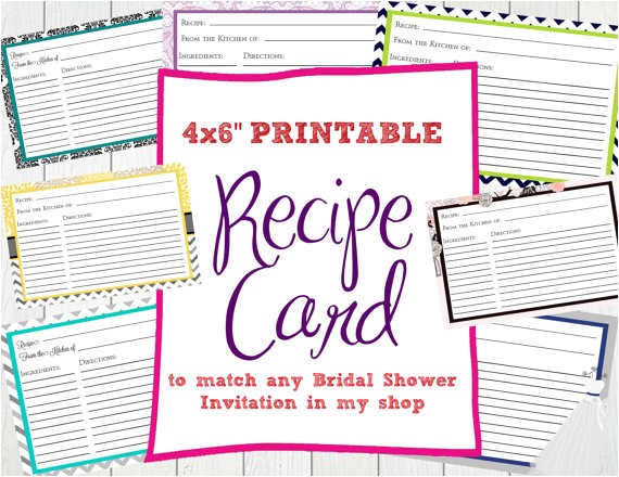 Bridal Shower Invitations with Matching Recipe Cards Recipe Card to Match Bridal Shower Invitation by