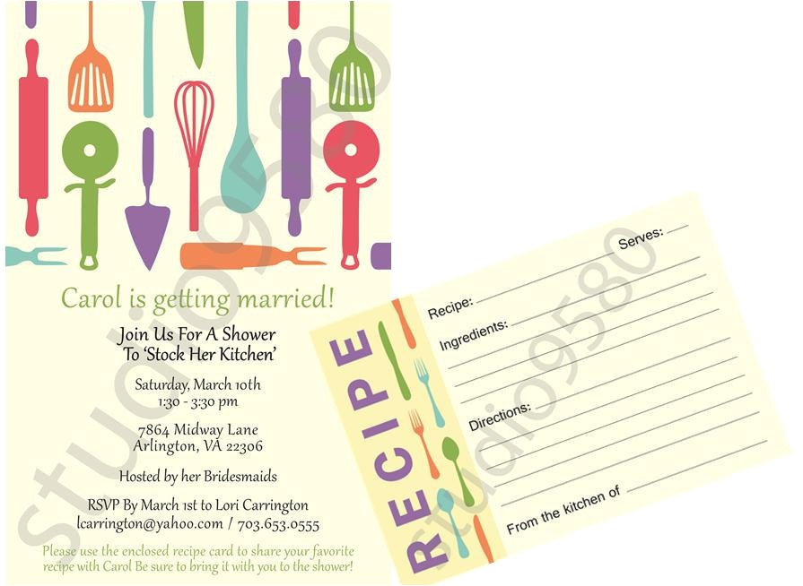 Bridal Shower Invitations with Recipe Cards Wording Bridal Shower Invitations Bridal Shower Invitations and