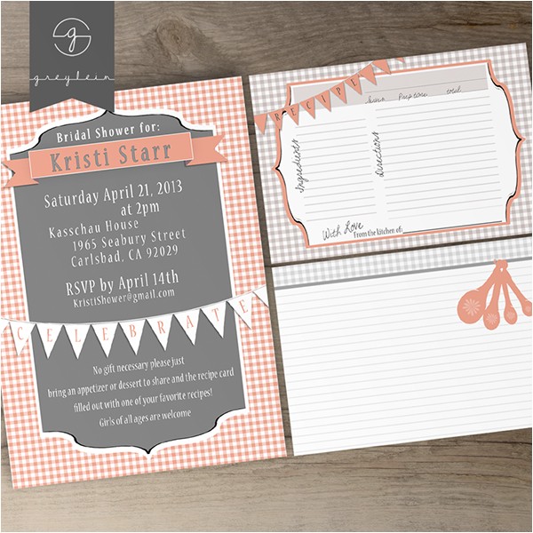 Bridal Shower Invitations with Recipe Cards Wording Bridal Shower Printable Invites and Recipe Cards On Behance