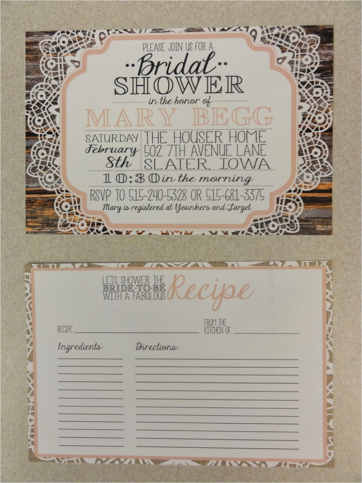 Bridal Shower Invitations with Recipe Cards Wording Recipe Cards for Bridal Shower Image