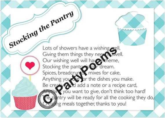 Bridal Shower Invite Poem Printed Stock the Pantry theme Bridal Shower Poem by