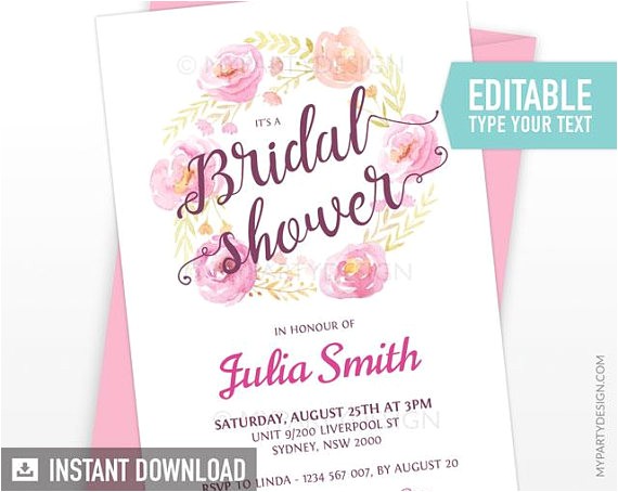 Bridal Shower Invite Text Bridal Shower Invitation Floral Engagement Invite