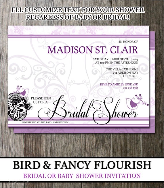 Bridal Shower Invite Text Bridal Shower Invite Customizable Text Baby by Oddlotemporium