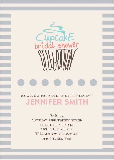 Bridal Shower Invite Text Cupcake Bridal Shower Invitation