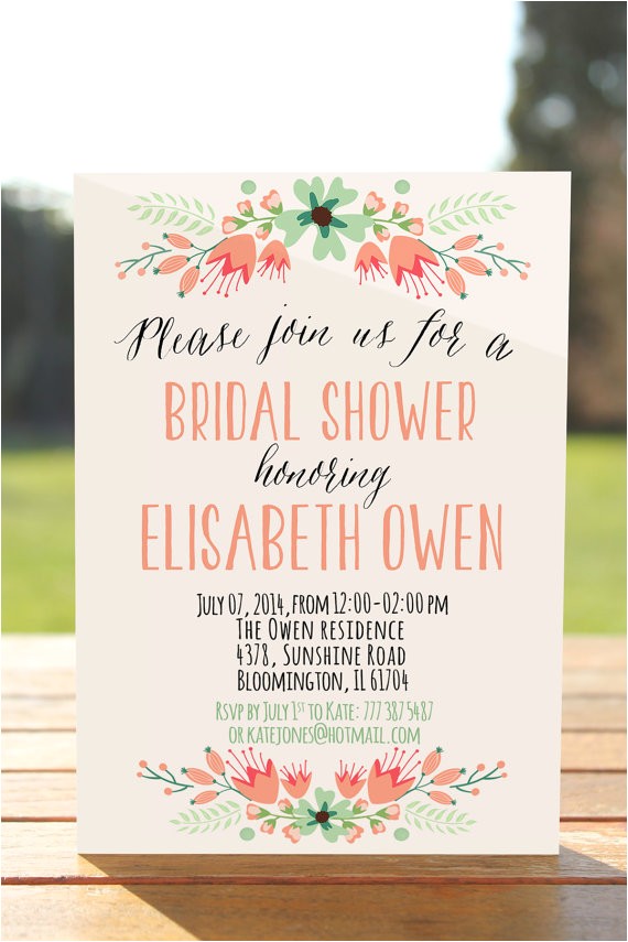 Bridal Shower Invite Text Rustic Bridal Shower Invitation Floral Bridal Shower Invite