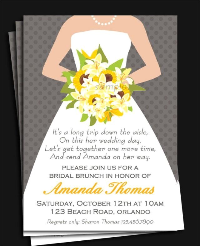 Bridal Shower Luncheon Invitation Wording Bridal Gown Invitation Printable Printed with Free