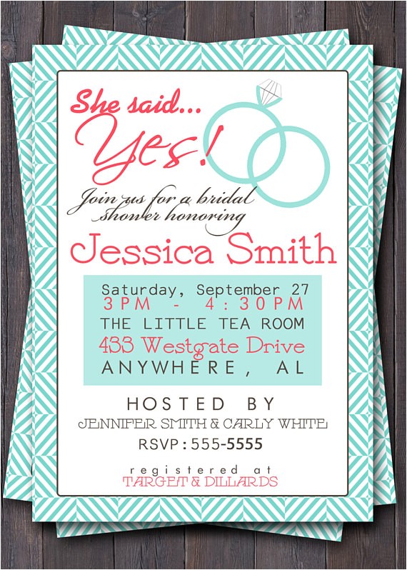 Bridal Shower Luncheon Invitation Wording Items Similar to Wedding Shower Invitation Invite Bridal