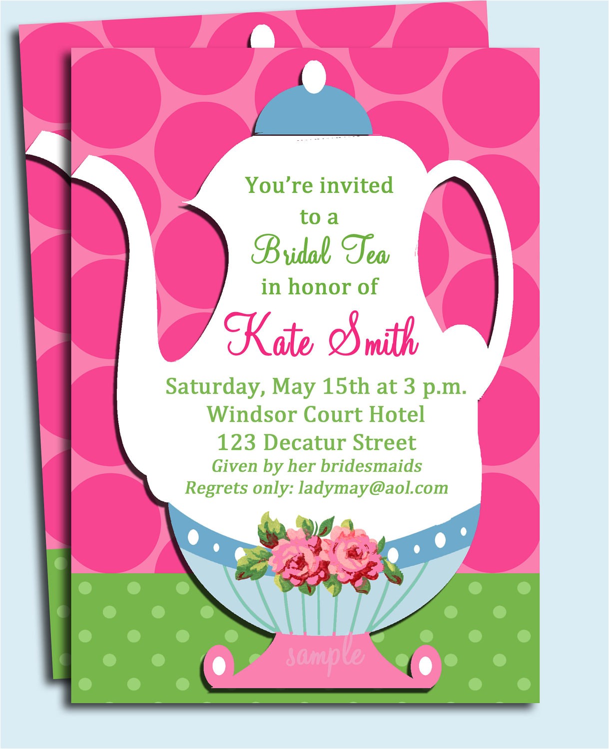 Bridal Tea Party Invitations Free Tea Party Invitation Printable or Printed with Free Shipping