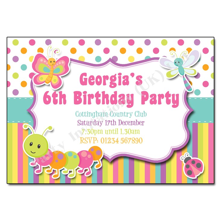 Bug Party Invitation Template Bugs & butterfly Children S Party Invitation