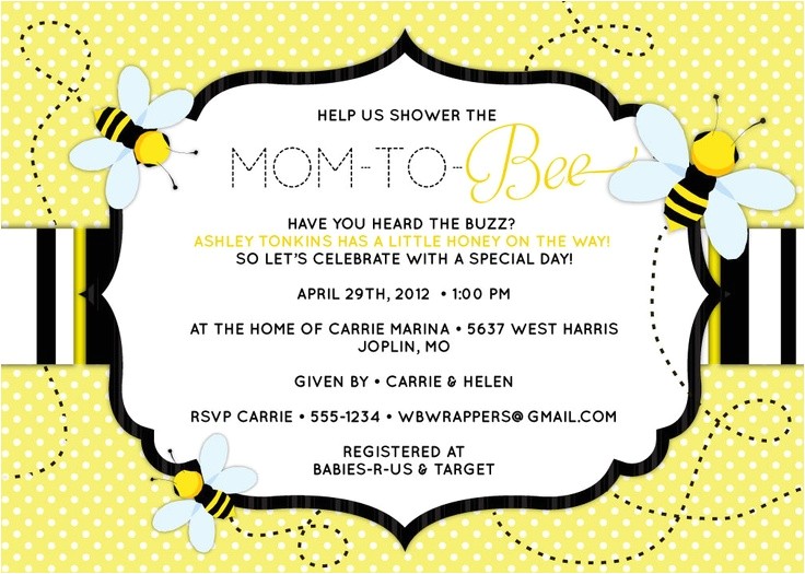 Bumble Bee themed Baby Shower Invitations Bee Baby Shower Invitation "mom to "bee" Bee themed
