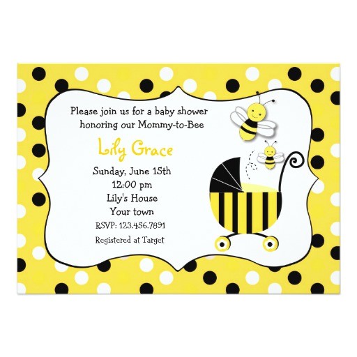 Bumble Bee themed Baby Shower Invitations Bumble Bee Baby Shower Invitations