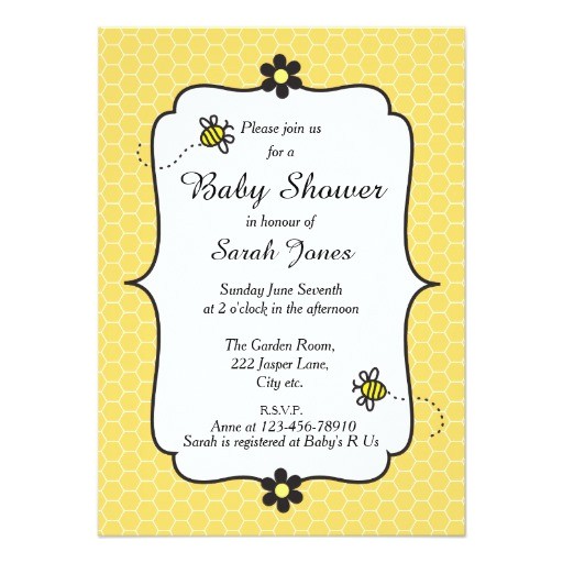 Bumble Bee themed Baby Shower Invitations Cute Bumble Bee themed Baby Shower Invitation