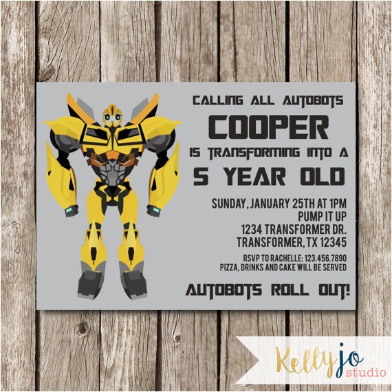 Bumblebee Transformer Birthday Invitations Bumblebee Transformers Birthday Invitation Transformers