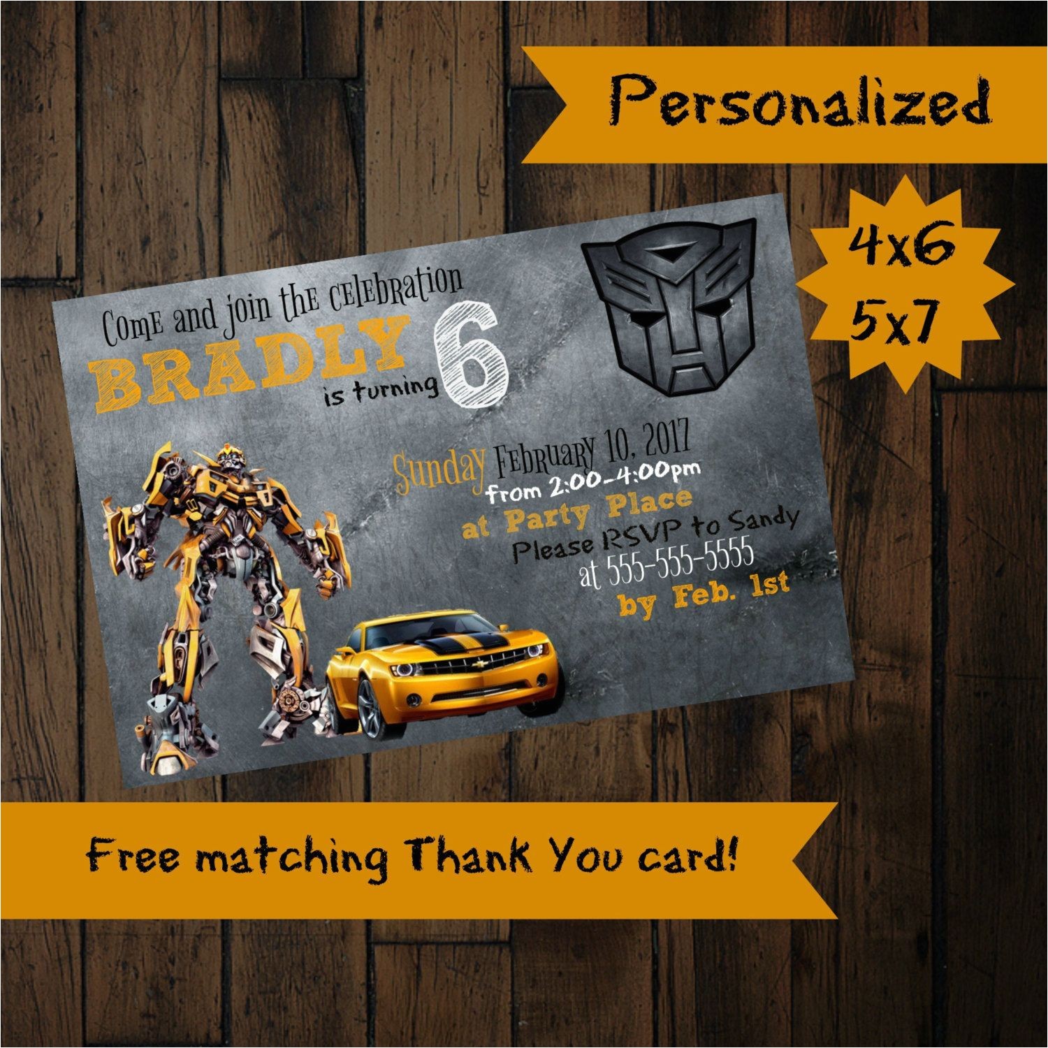 Bumblebee Transformer Birthday Invitations Transformer Invitation Bumblebee Invitation Bumblebee