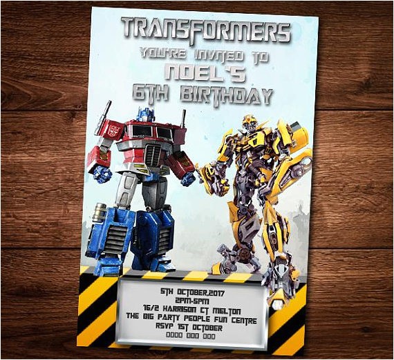 Bumblebee Transformer Birthday Invitations Transformers Birthday Invitation Card Bumble Bee Optimus