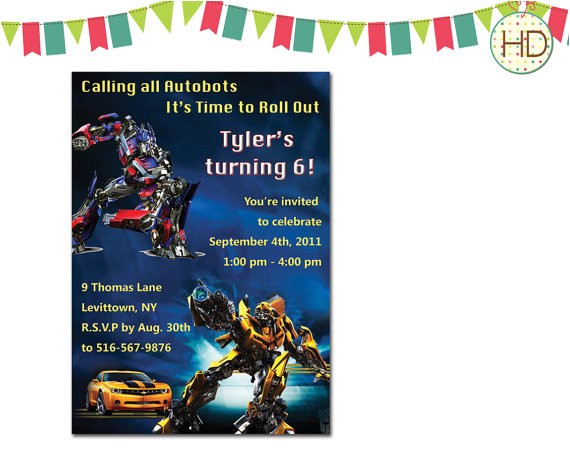 Bumblebee Transformer Birthday Invitations Transformers Invitation Transformer Birthday by Hdinvitations