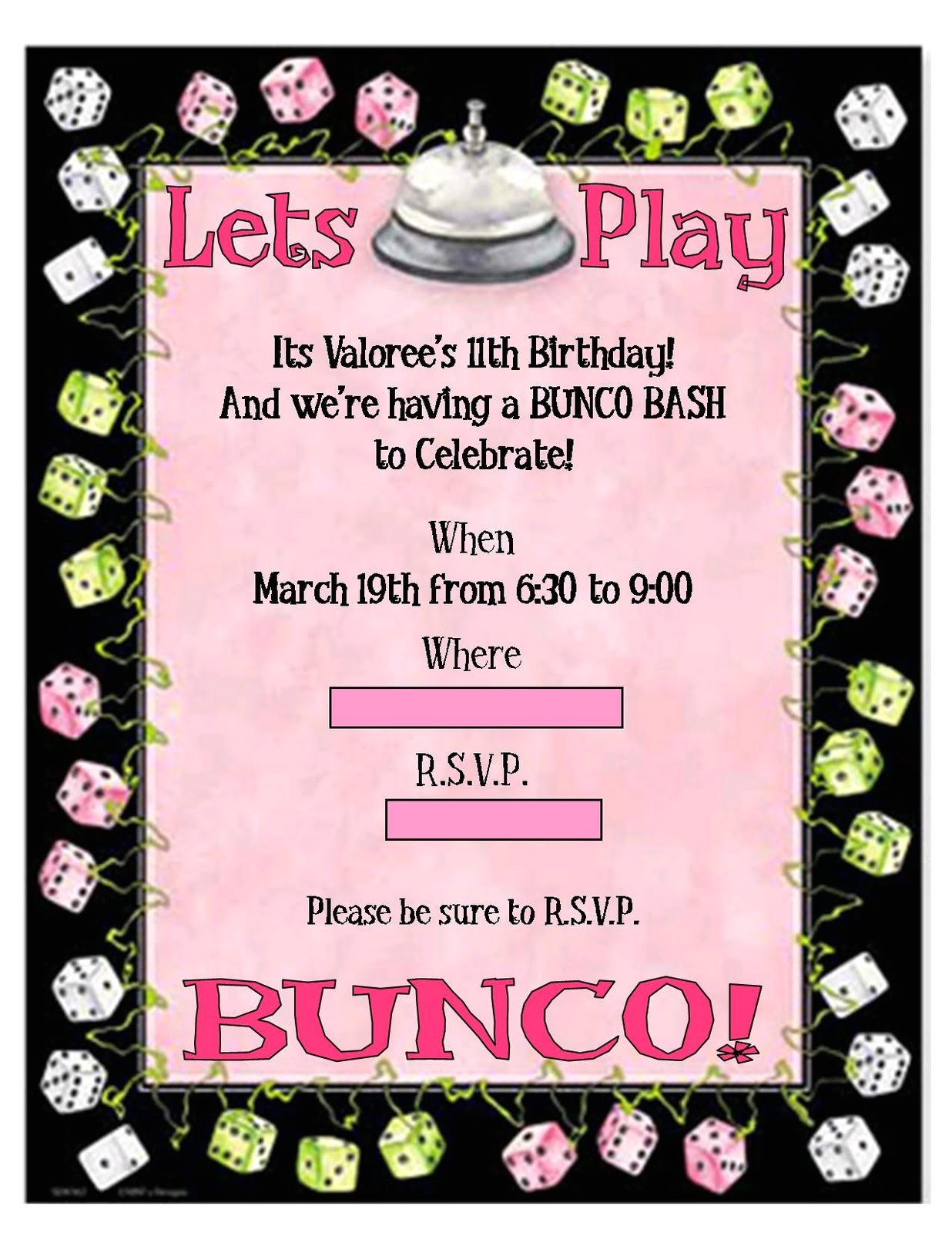 Bunco Birthday Party Invitations 8085 E Coatbridge Lane Jacksonville Fl Rental