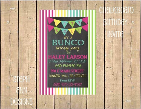 Bunco Birthday Party Invitations Bunco Birthday Party Invite by Stephanndesigns On Etsy