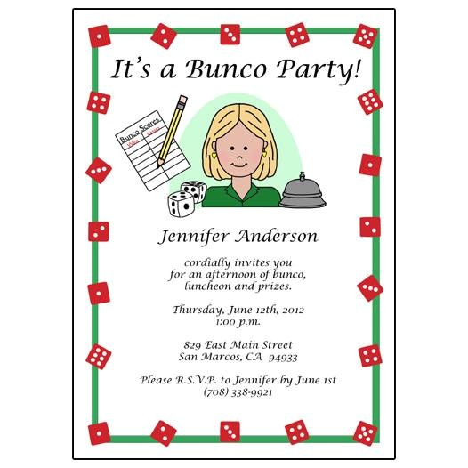 Bunco Birthday Party Invitations Bunco Party Invitation – Mandys Moon Personalized Gifts
