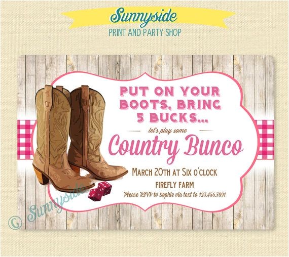 Bunco Birthday Party Invitations Country Bunco Party Invite Birthday Bunco Invitation