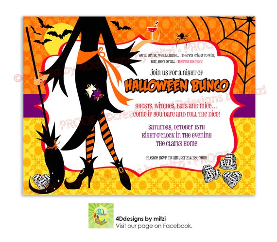 Bunco Birthday Party Invitations Items Similar to Halloween Bunco Party Invitation On Etsy
