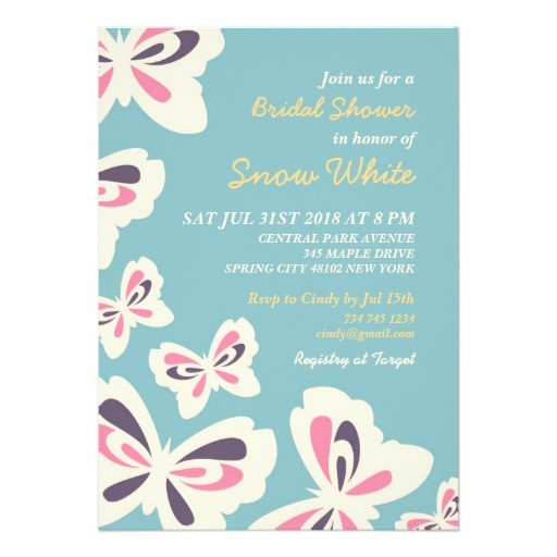 Butterfly Bridal Shower Invitations Blue butterfly Bridal Shower Wedding Invitation