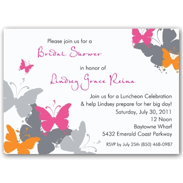 Butterfly Bridal Shower Invitations butterflies Grunge orange Bridal Shower Invitations