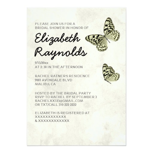 Butterfly Bridal Shower Invitations Elegant butterfly Bridal Shower Invitations