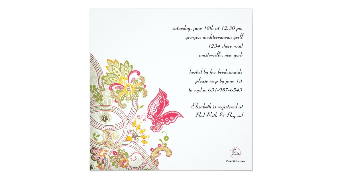 Butterfly Bridal Shower Invitations Elusive butterfly Bridal Shower Invitation