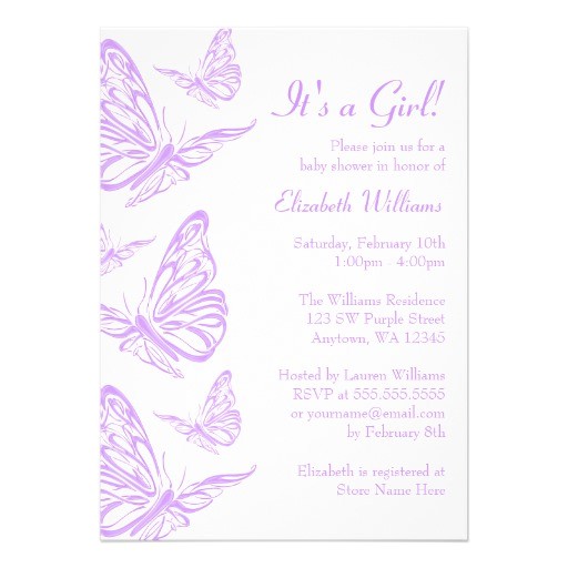 Butterfly themed Baby Shower Invitations Pretty Purple butterfly Baby Shower Invitations 5&quot; X 7