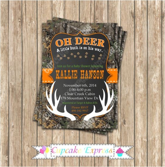Camo Baby Shower Invites Camo Baby Shower Boy Deer Hunting Printable Invitation 5×7