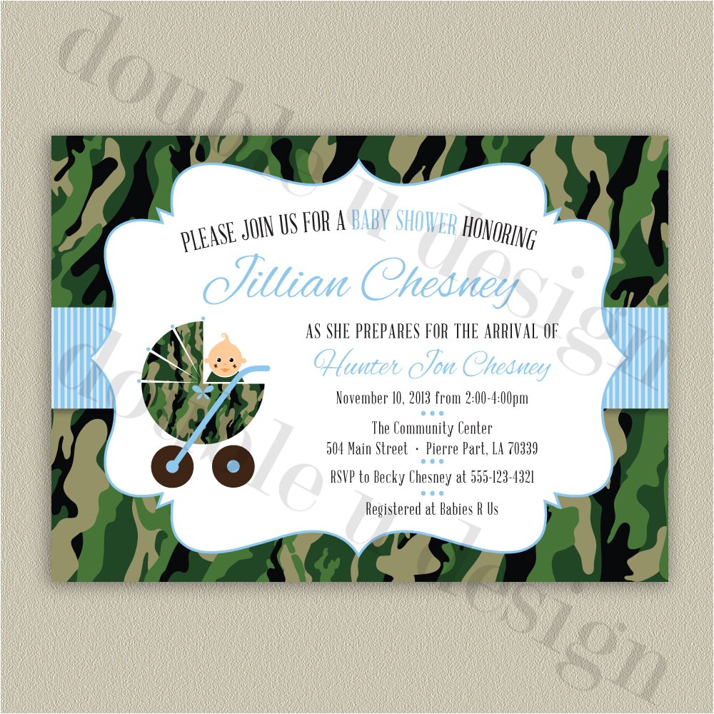 Camo Baby Shower Invites Camouflage Baby Shower Invitation Printable Camo Invitation