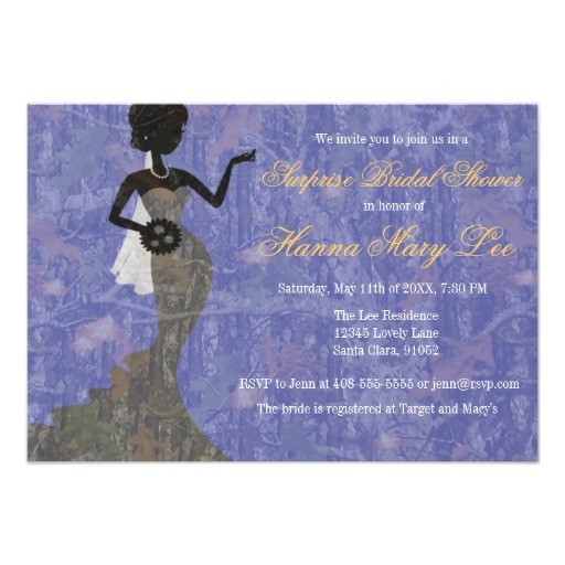 Camo Bridal Shower Invitations Camo Elegant Periwinkle Bridal Shower Invitation