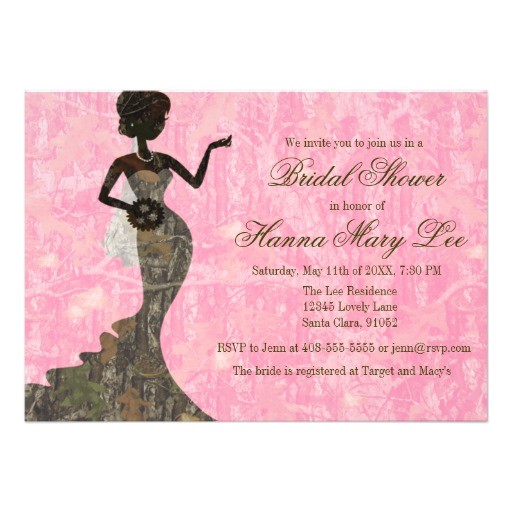 Camo Bridal Shower Invitations Camo Elegant Pink Bridal Shower Invitation 5" X 7